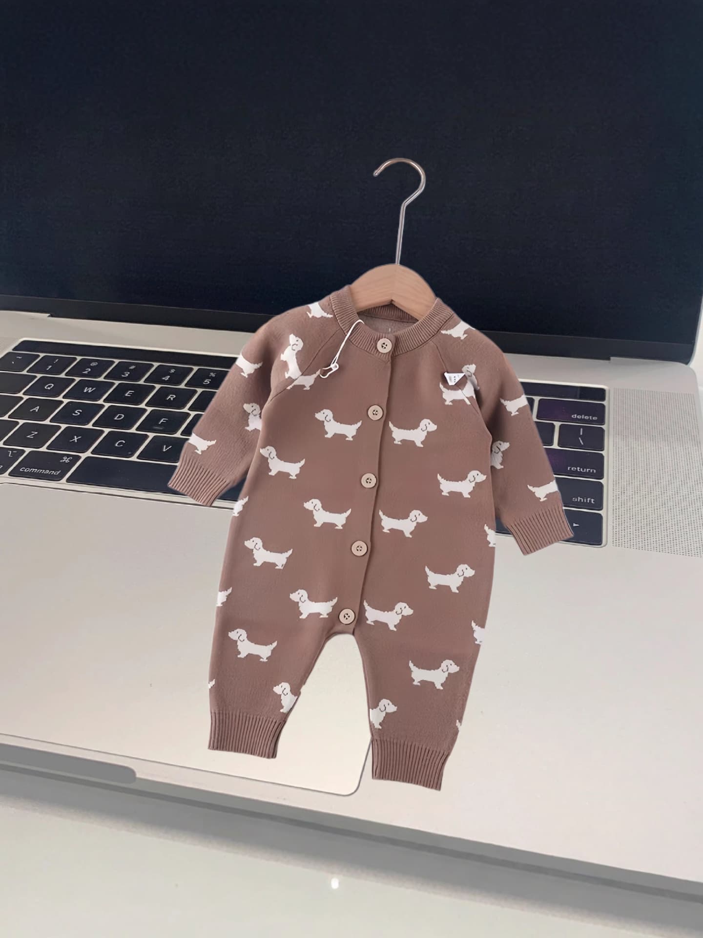 Infant and toddler sweater jumpsuit 2025 autumn and winter new sweater newborn baby crawling romper full printed children's clothing 5