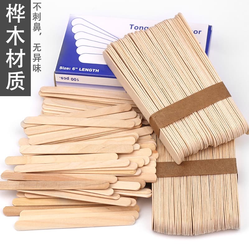 Beauty hair removal and care tools disposable wooden sticks 100 pieces bags of log hair removal wax coating tools wood chips 4