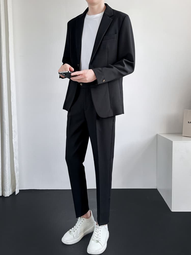 Summer universal classic suit, trend jacket, loose fit, high-quality style, Korean style, for teenagers 4