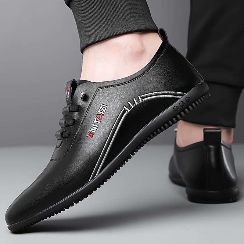 Soft leather men's shoes soft sole men's business casual shoes one foot pedal with a foot pedal of Baita light bean shoes daddy shoes cross-border men's shoes 3