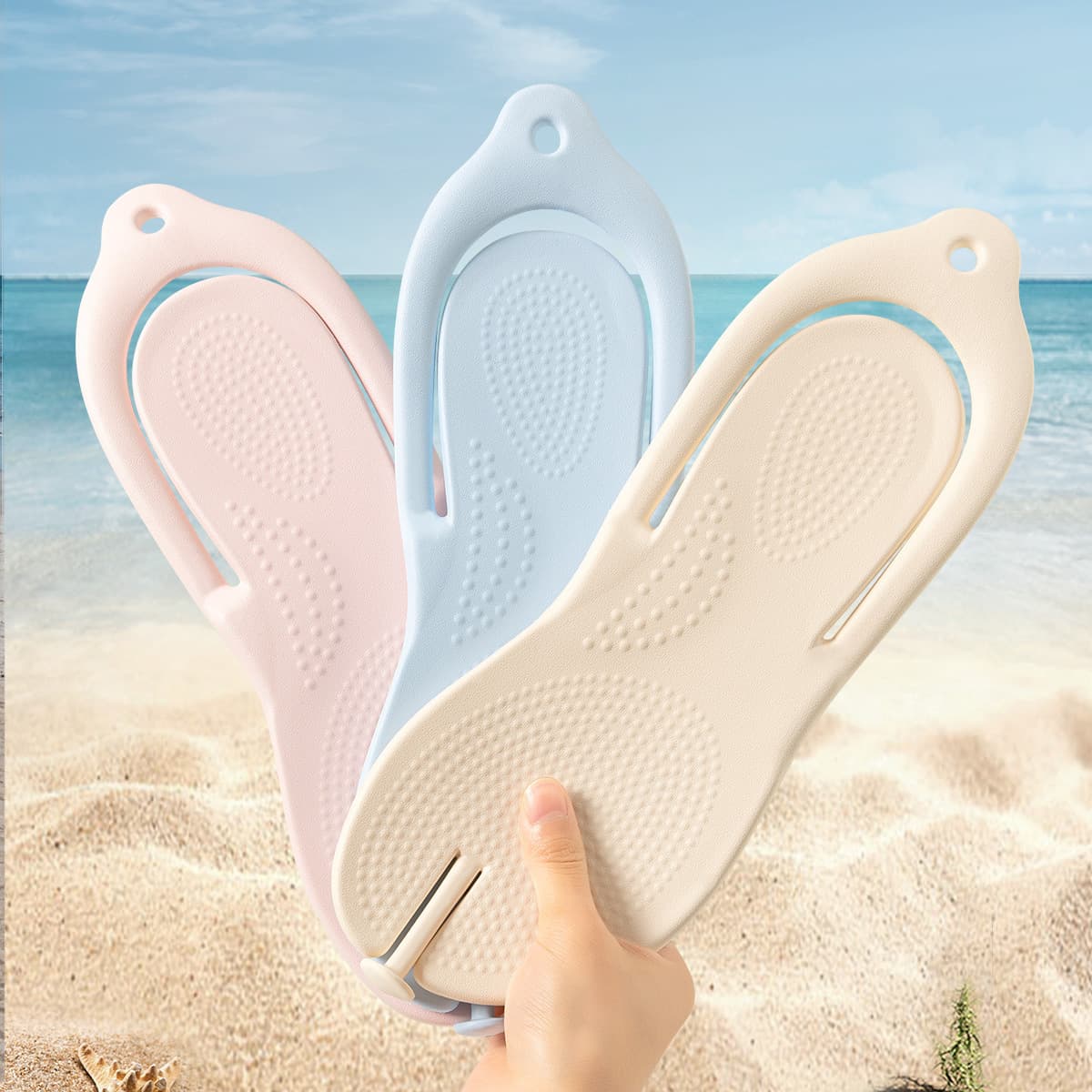 Foldable handheld non-slip slippers for traveling for swimming for bath, washable 4