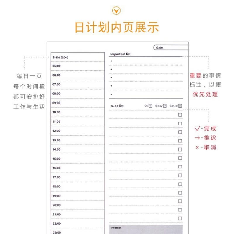 PP matte plan coil book manual schedule notebook time planning notepad horizontal line management day plan 5