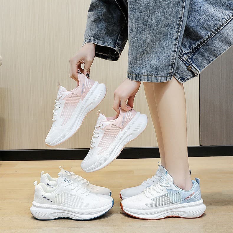 (Cross-border trading), (Wholesale), white sneakers, lightweight fashionable breathable women's running sneakers platform 2