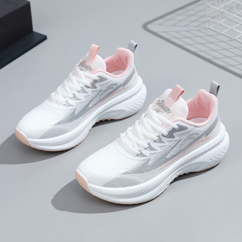 (Cross-border trading), (Wholesale), white sneakers, lightweight fashionable breathable women's running sneakers platform 4