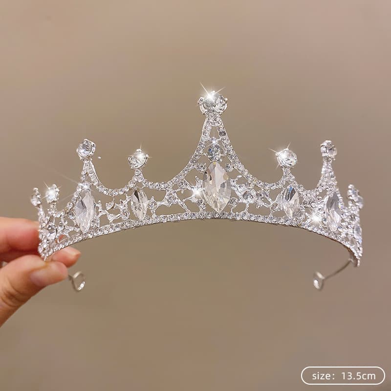 Hair accessory for bride, metal crown, Lolita style, diamond encrusted