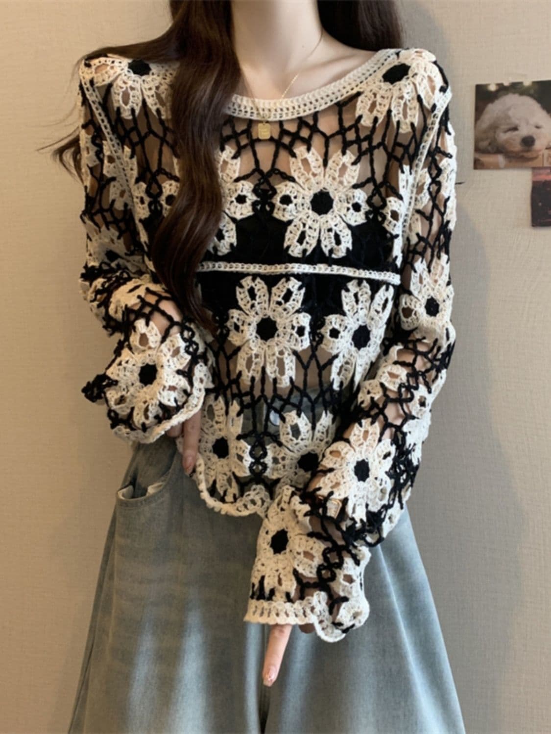 Knitted autumn sweater, french style, plus size 2