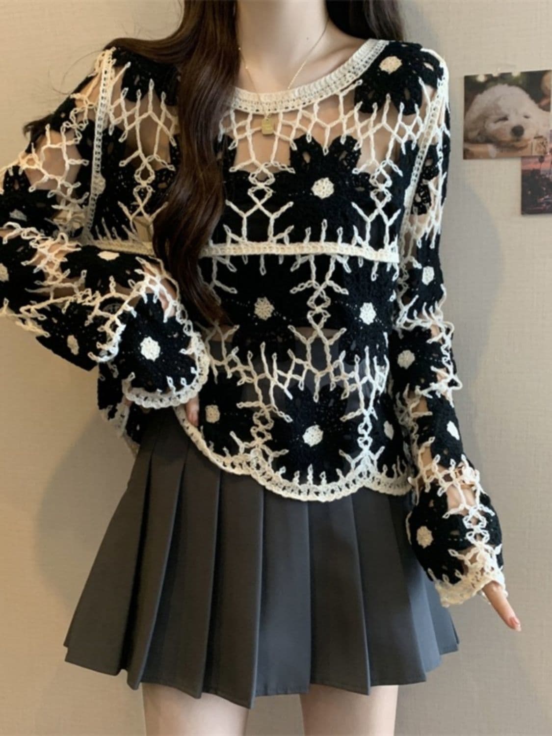 Knitted autumn sweater, french style, plus size