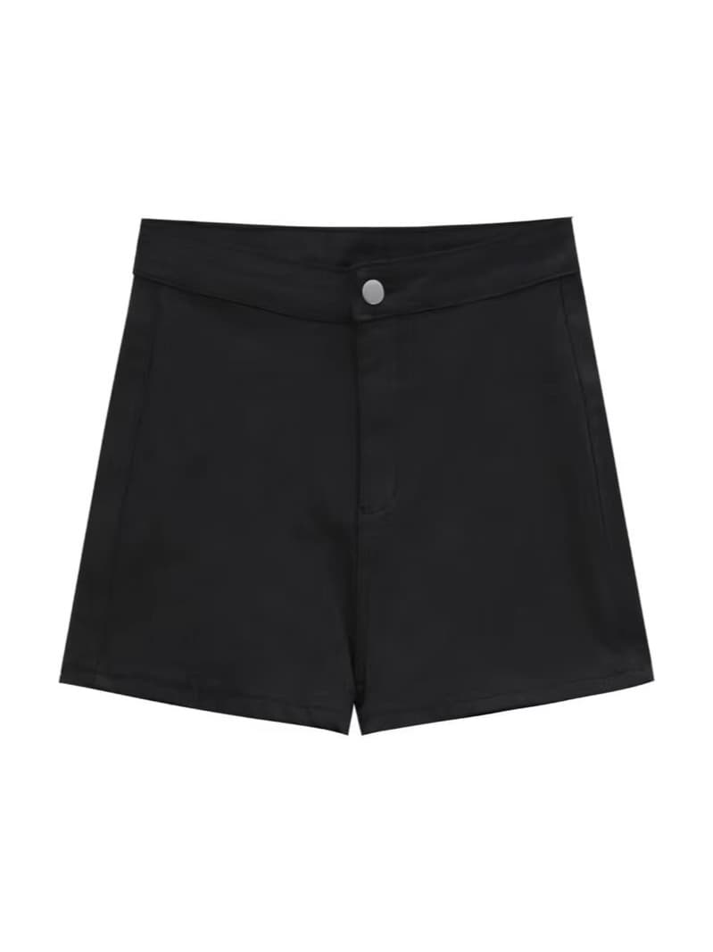 Black denim skirt, shorts, trousers, 2024 years, high waist, American style, hip-accented, tight, fitted, A-line 5