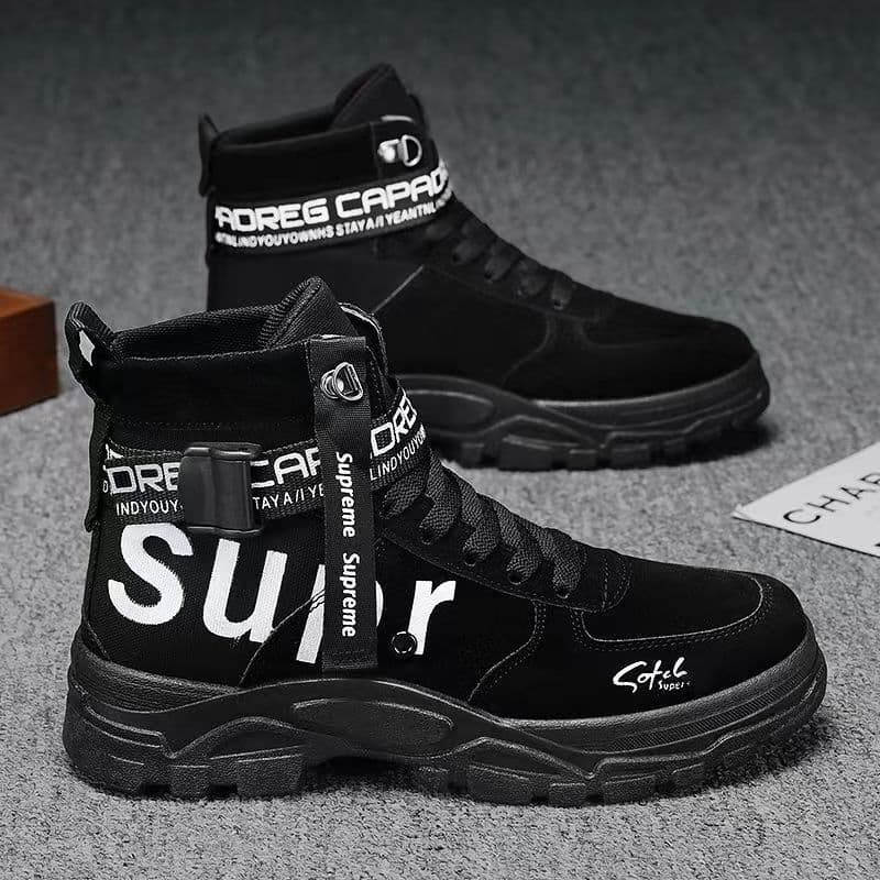 High-top Martin shoes Spring and Autumn New Cloth Breathable Men's Workwear Shoes Korean Style Fashion Men's Shoes Fashion Cross-border Single Shoes 2