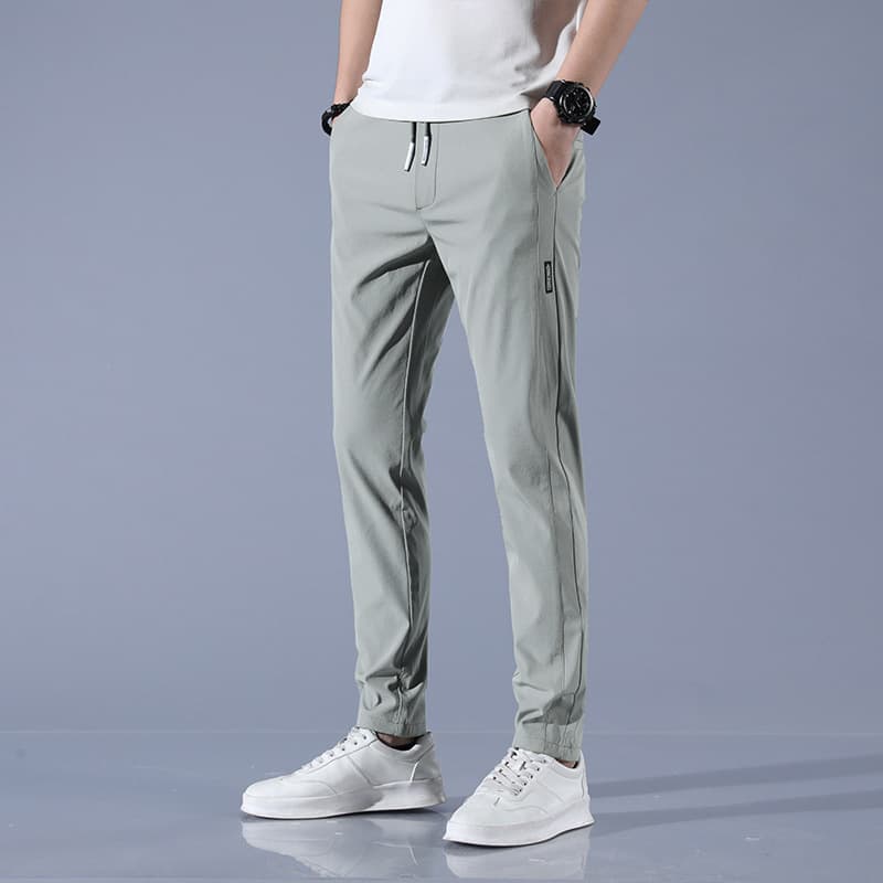Fashionable thin men's silk trousers, loose straight fit 2
