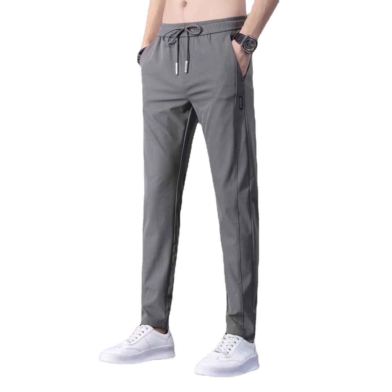 Fashionable thin men's silk trousers, loose straight fit 5