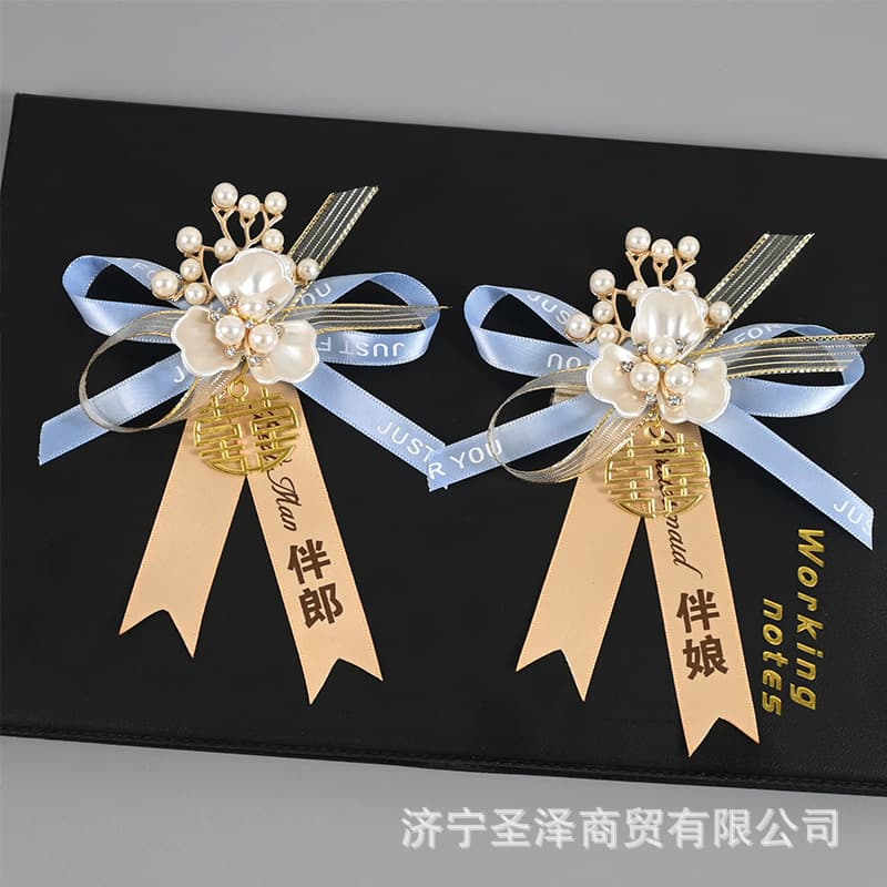 High-end blue pin for bride lapel pin, Chinese style, for bridesmaid, full set