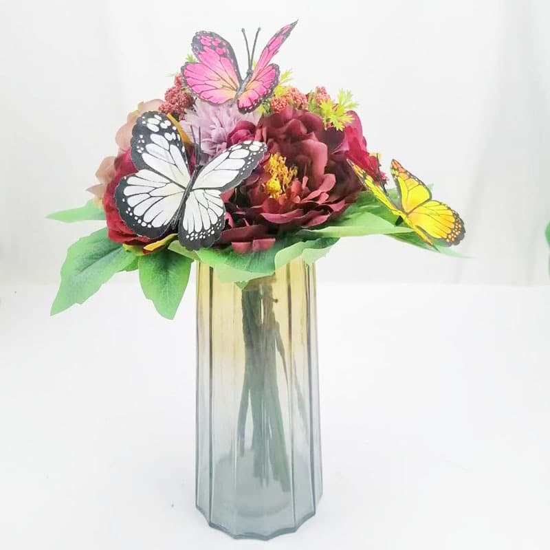 Xiaoyu Faux Flowers Butterfly Bouquet Home Decoration 4