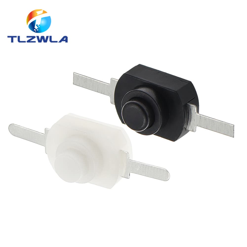 Flashlight switch 1208YD self-locking black bent foot/flat foot Two feet 16340 push button switch white copper foot 3
