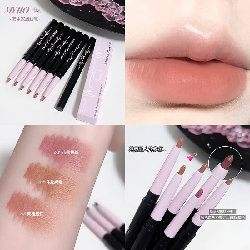 Three dimensional lip pencil for students, contouring