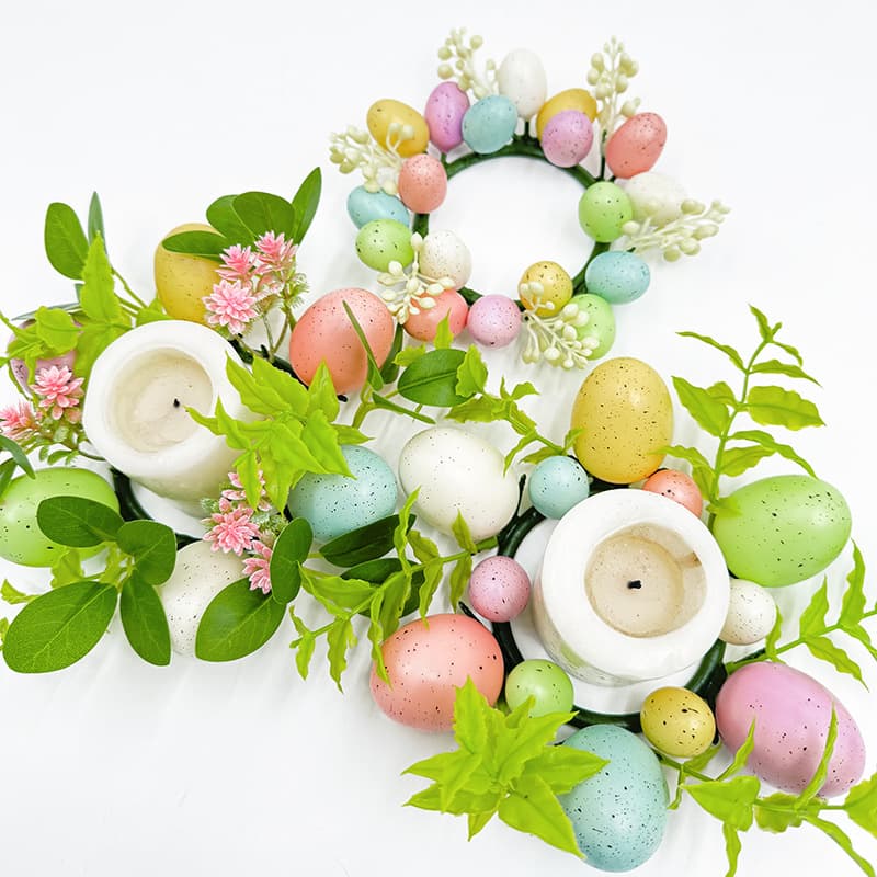 Easter egg candlestick decorative festival desktop decoration artificial aquatic grassy egg candlestick candle ring candle ring Easter 4