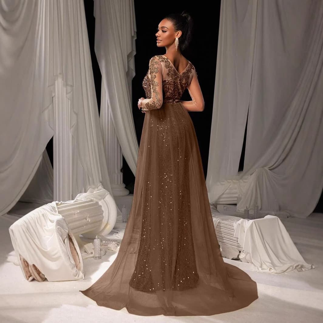 (Cross-border trading), elegant fashionable long skirt, long lace evening dress, 2025 years, European style, graduation party 2