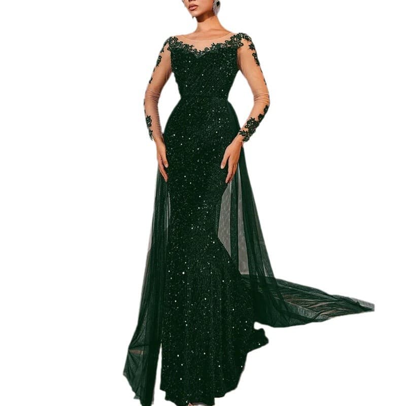 (Cross-border trading), elegant fashionable long skirt, long lace evening dress, 2025 years, European style, graduation party 5