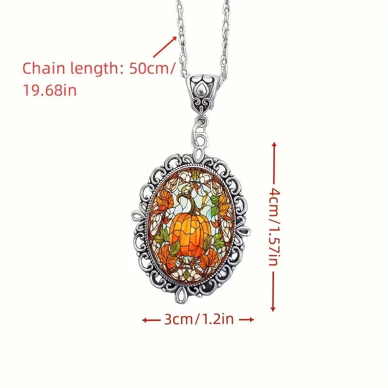 Elegant glass pendant, necklace, retro jewelry, print, halloween 2