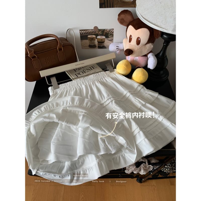 White demi-season fitted skirt, mini-skirt, elastic waist, A-line 5
