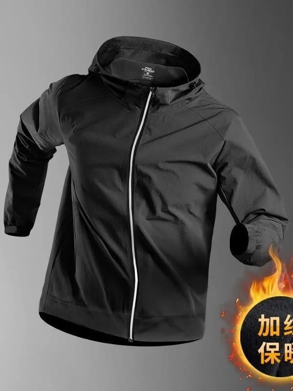 Warm men's sports jacket, demi-season travel thermal underwear, quick dry trench coat, jersey for training, for running 4