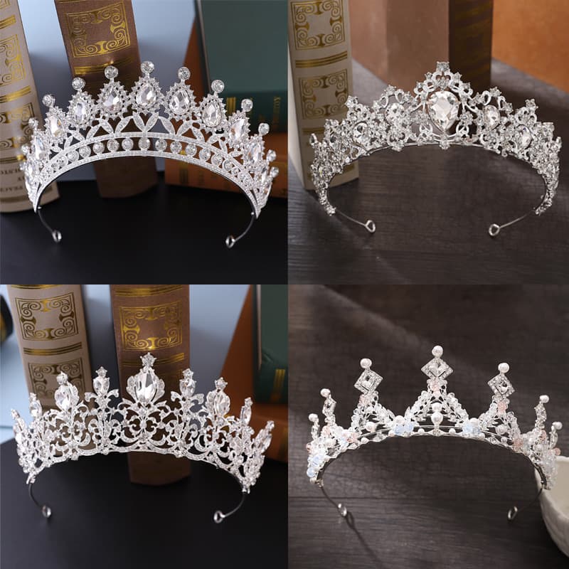 Korean hair accessory for bride, crown for adults, simple cut