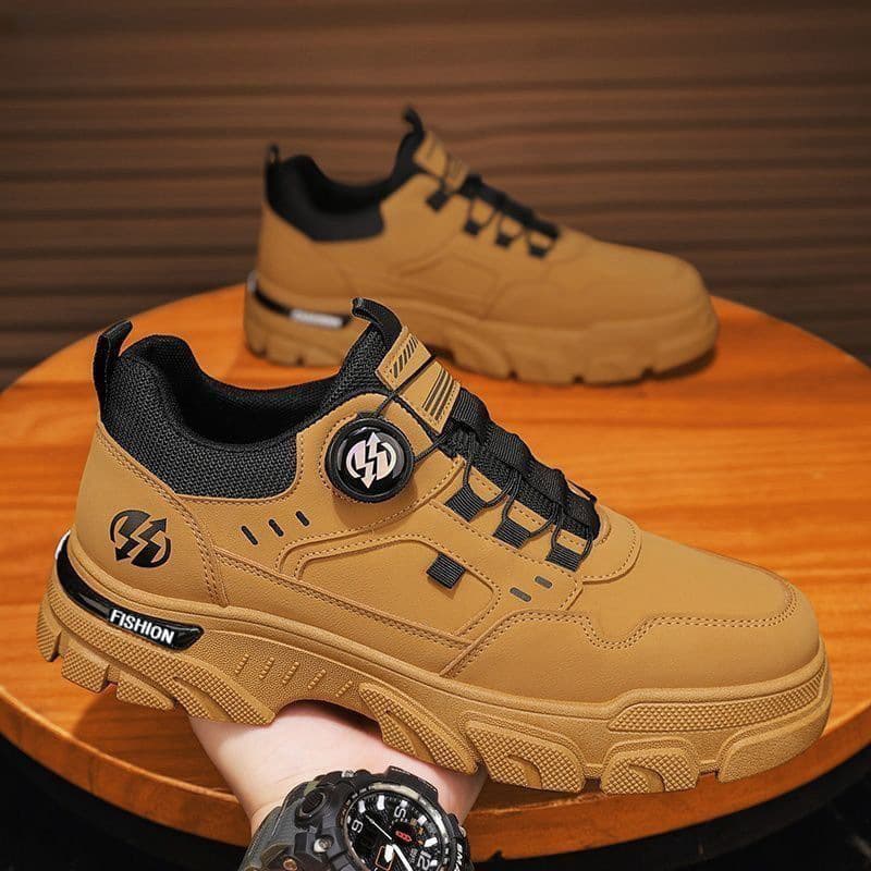 Men's shoes 2026 spring new low-top slip-on rotating button sports and leisure trendy shoes outdoor waterproof work shoes 3