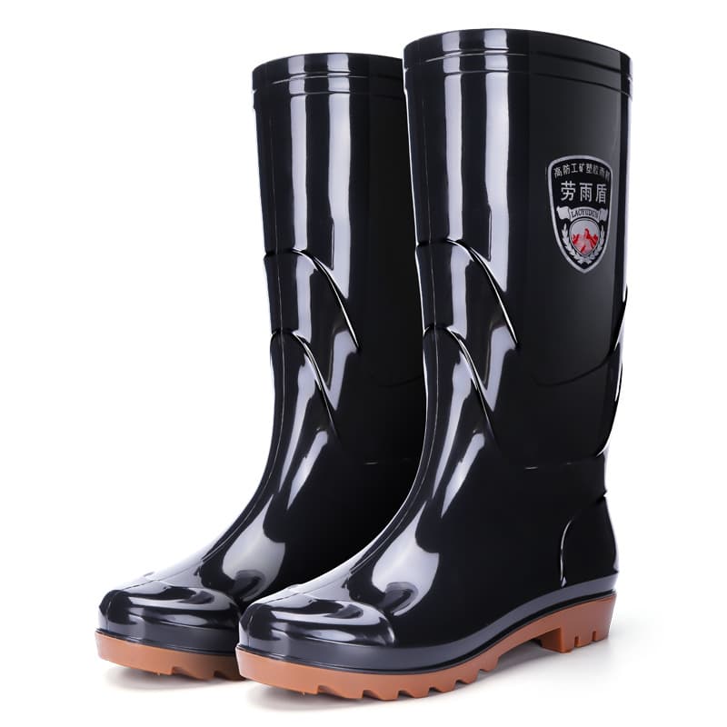 Thickened labor protection construction site waterproof shoes for men, high-top kitchen non-slip beef tendon bottom warm rain boots for men with velvet 5