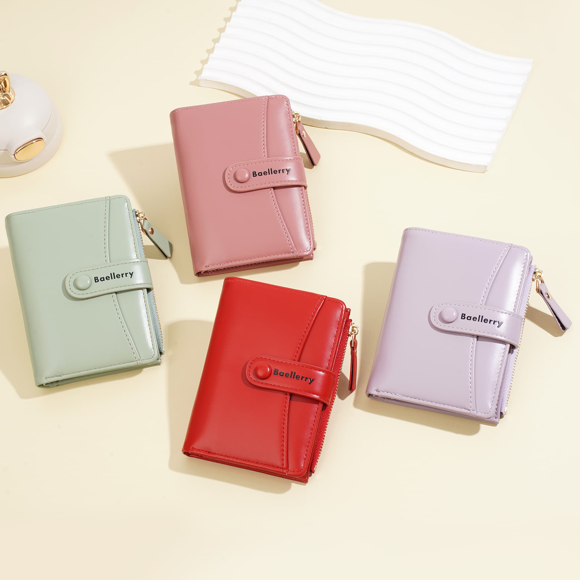 Wallet, short polyurethane card holder, shoulder bag, high-end 3