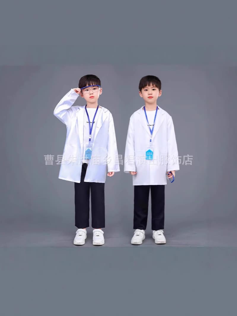 Children's white coat for work, doctor uniform for students, cosplay 2