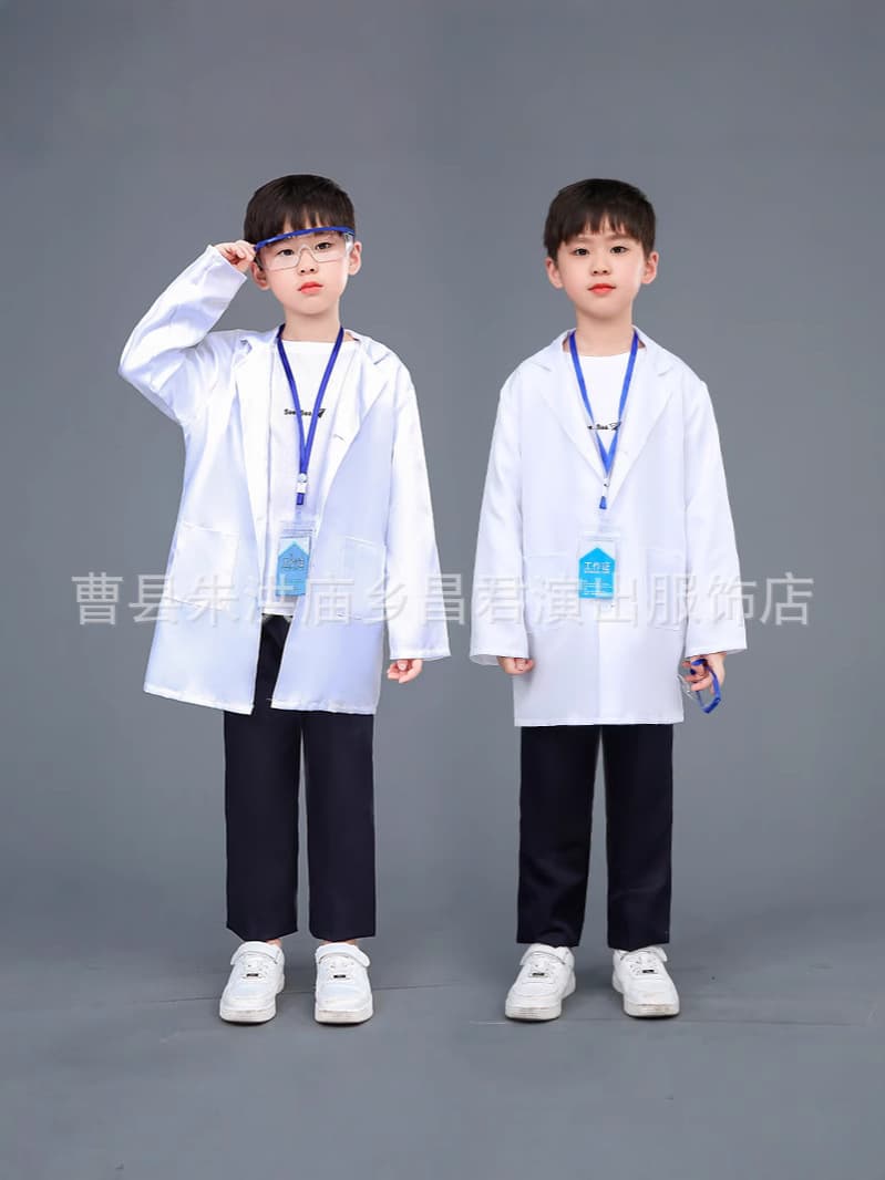 Children's white coat for work, doctor uniform for students, cosplay 3