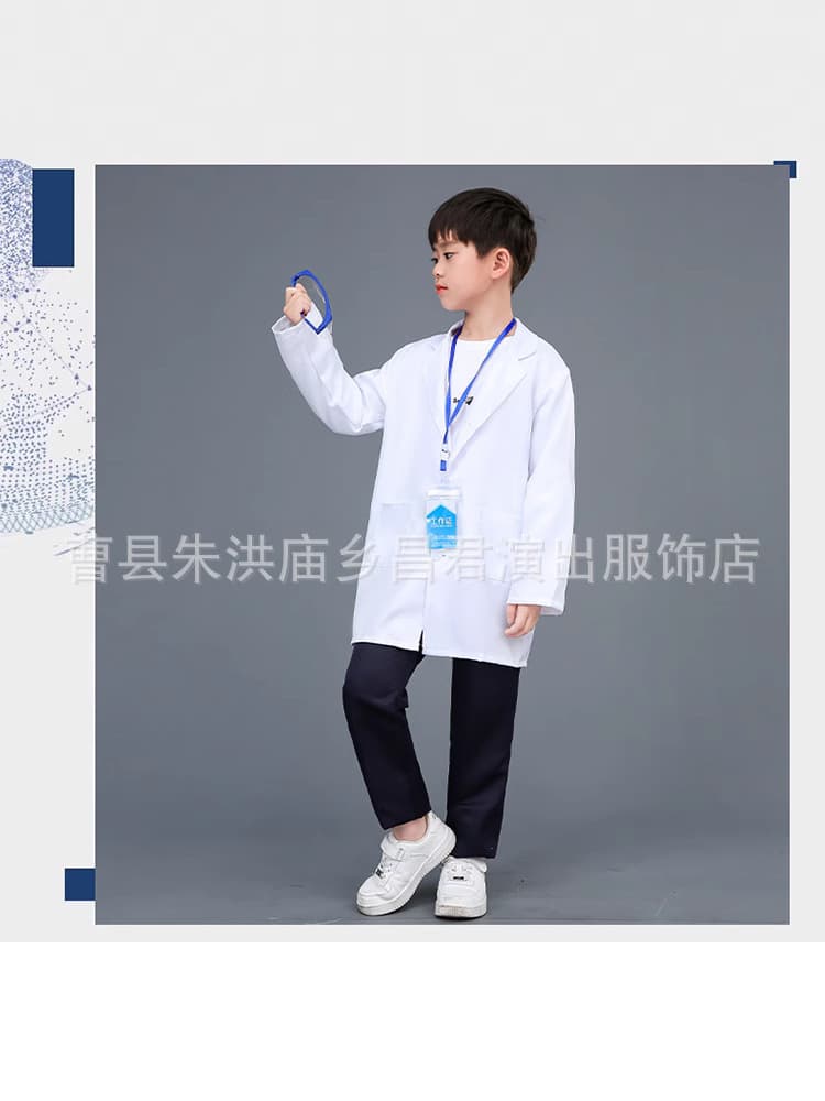 Children's white coat for work, doctor uniform for students, cosplay 5
