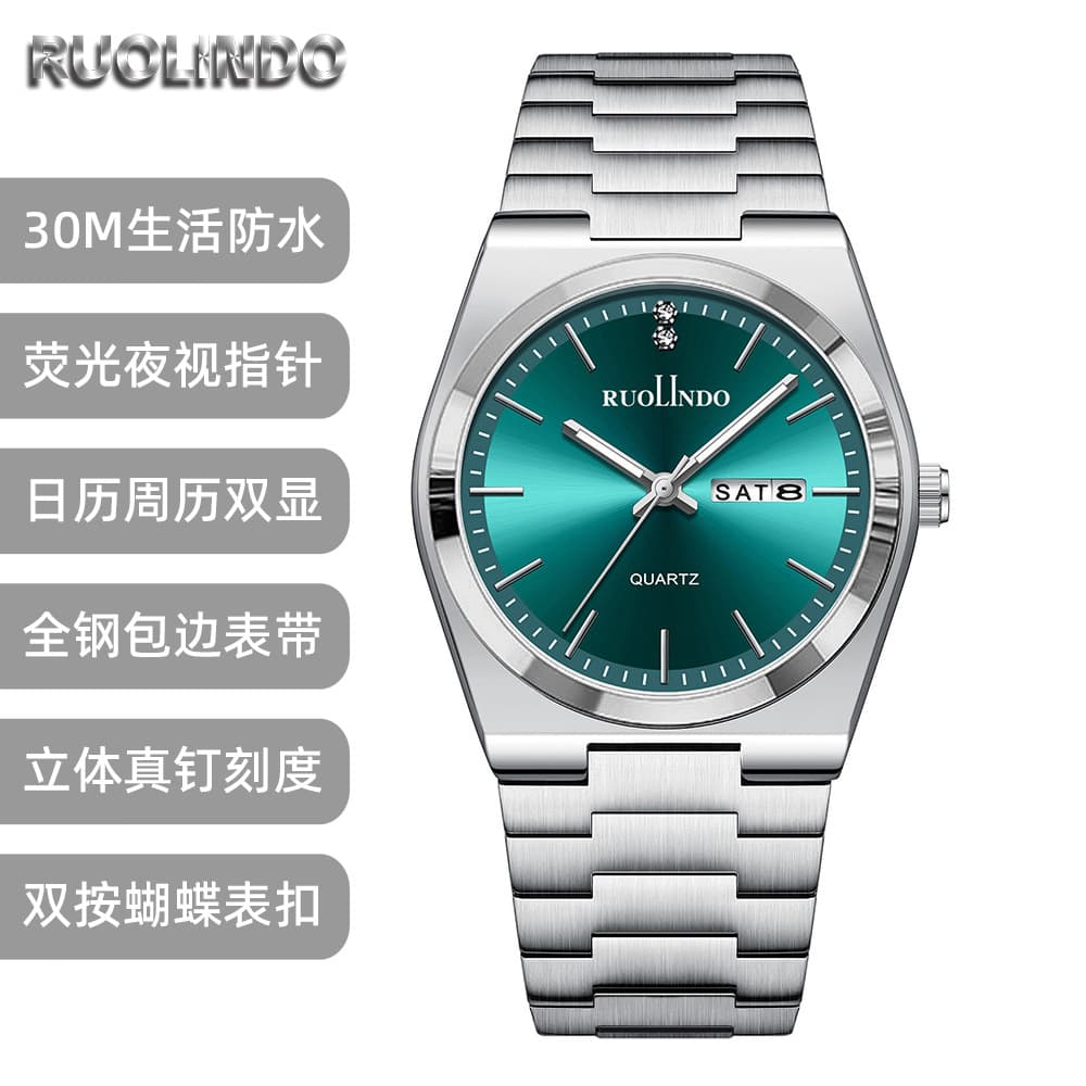Quartz calendar, men's watch, swiss watch stainless steel, high-quality style