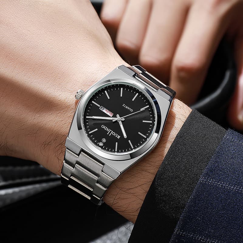 RUOLINDO (Wholesale), men's watch, quartz calendar, swiss watch stainless steel 2