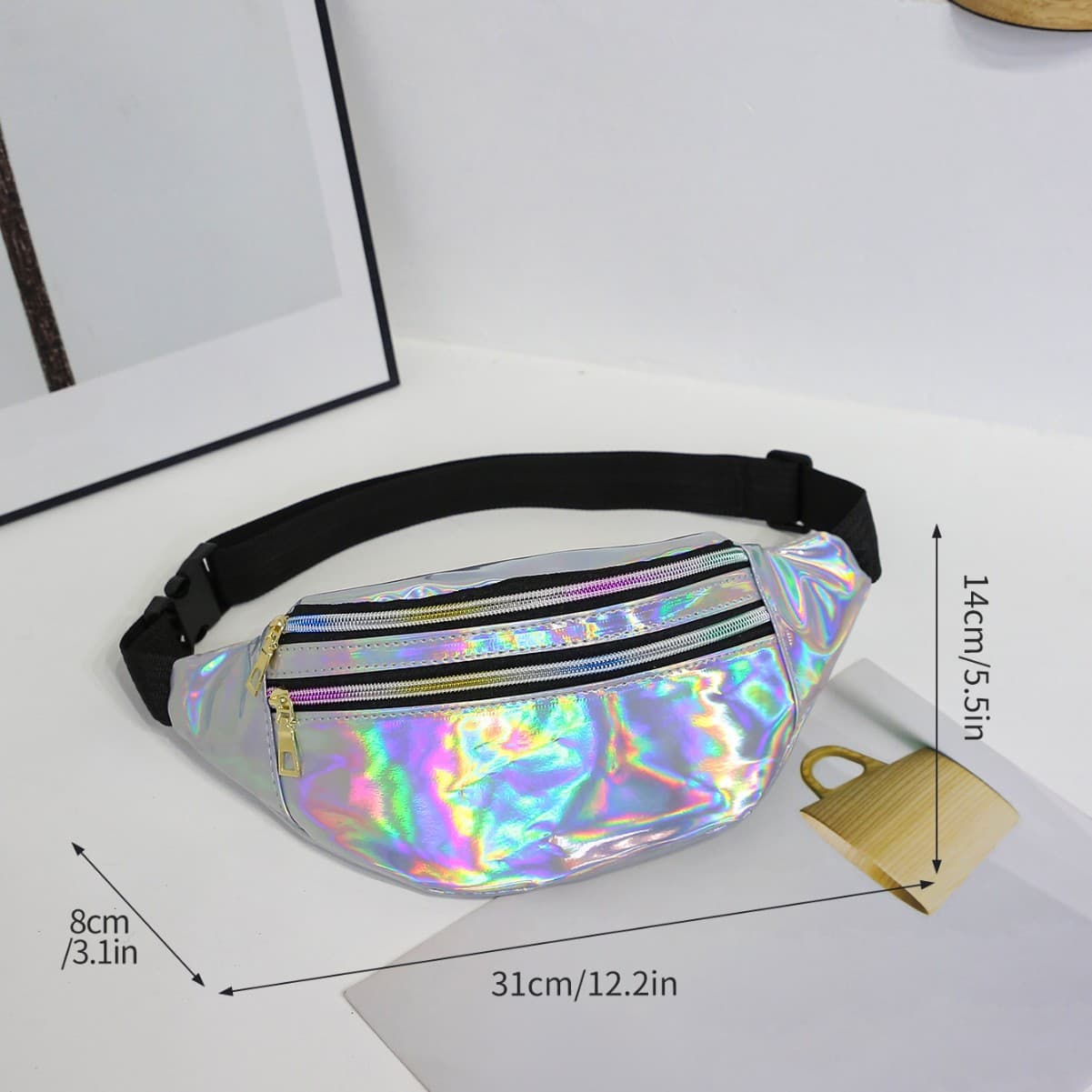 Belt bag, shoulder bag, retroreflective beach chest bag, for running 3