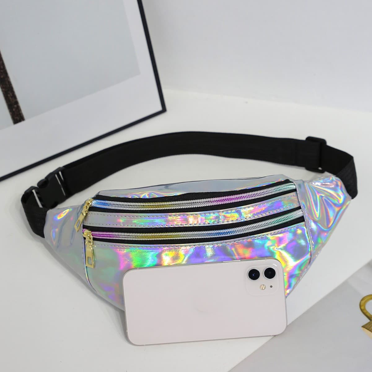 Belt bag, shoulder bag, retroreflective beach chest bag, for running 4