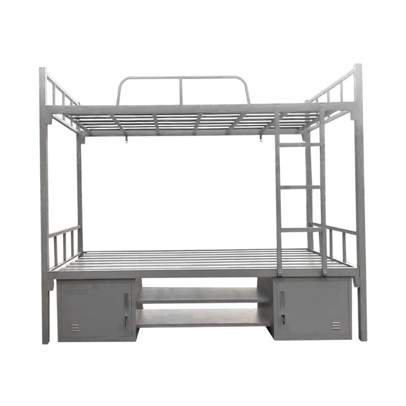 Standard camp equipment bunk bed unit bunk bed iron frame bed thickened steel staff high and low bed apartment bed with shoe cabinet 5