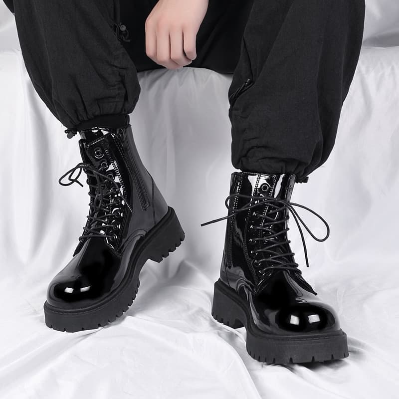 Martens, glossy demi-season boots English style, British style, plus size 2