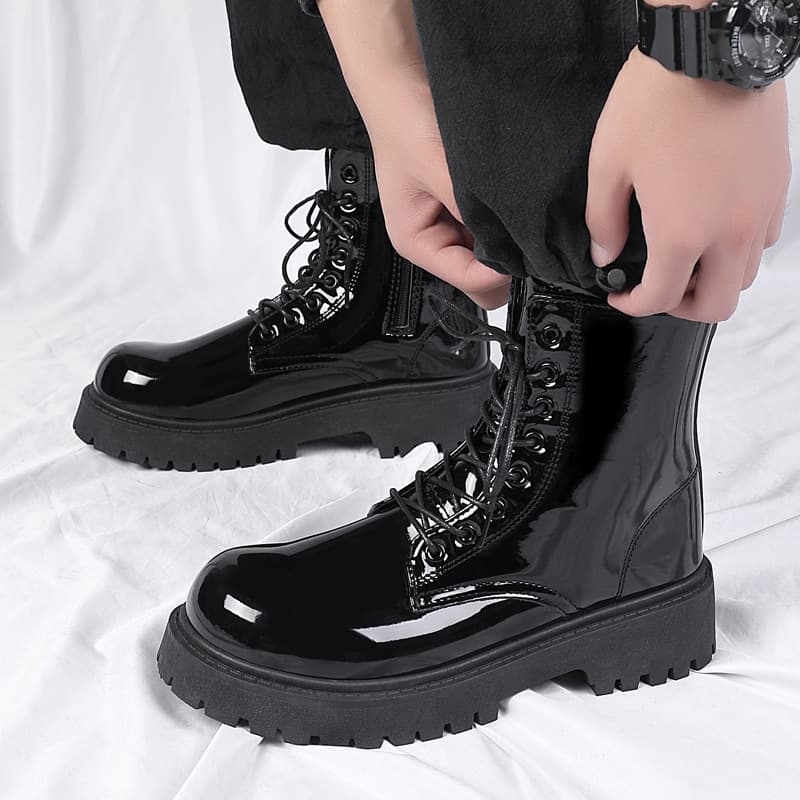 Martens, glossy demi-season boots English style, British style, plus size 3