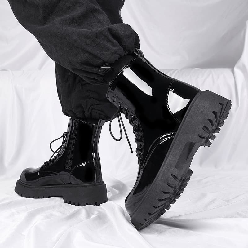Martens, glossy demi-season boots English style, British style, plus size 4