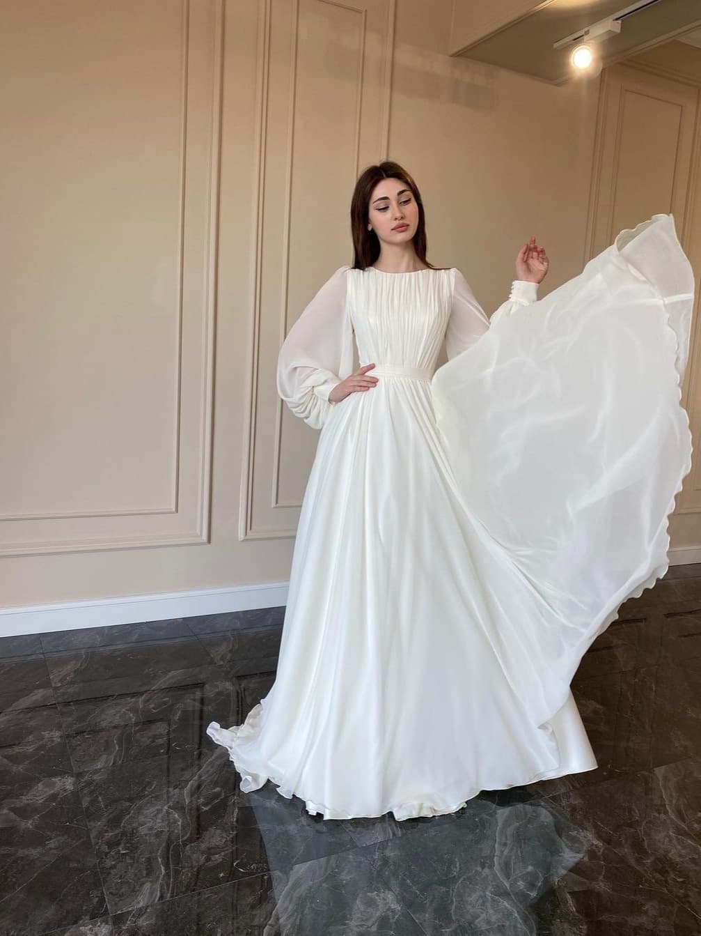 Spring fashionable white shiffon evening dress, skirt, french style 5