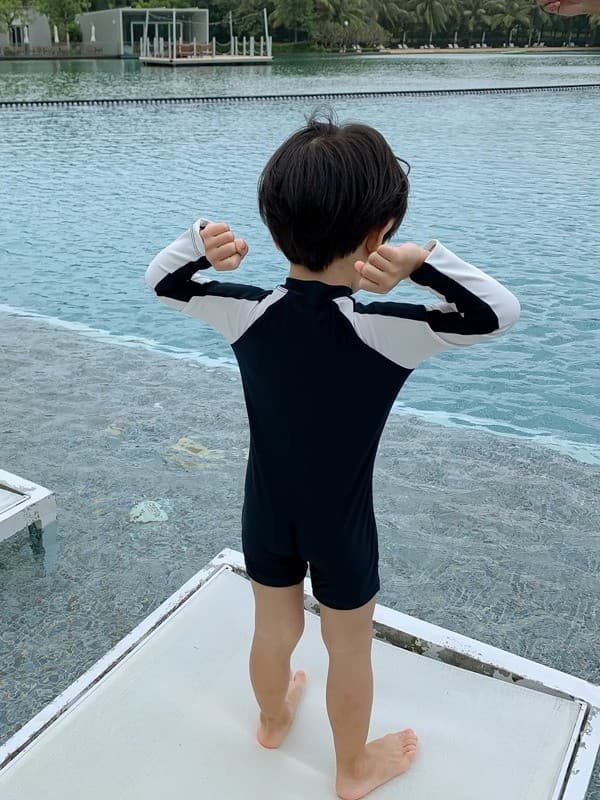 (Wholesale), children's swimwear, quick dry long-sleeve for swimming for boys, sun protection, family style 2
