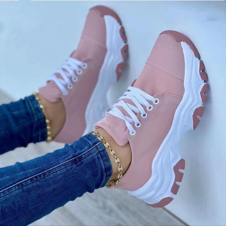 Sports shoes for women 2024 new foreign trade large size European and American thick-soled color-blocked casual low-top sports shoes directly supplied from the manufacturer 2