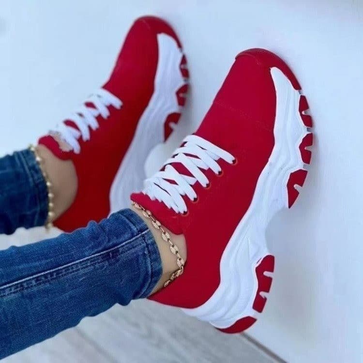 Sports shoes for women 2024 new foreign trade large size European and American thick-soled color-blocked casual low-top sports shoes directly supplied from the manufacturer 4