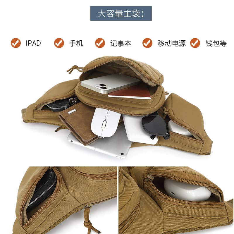 (Cross-border trading), men's travel universal tactics invisible belt bag, wear-resistant durable chest bag, storage system, bag strap 3