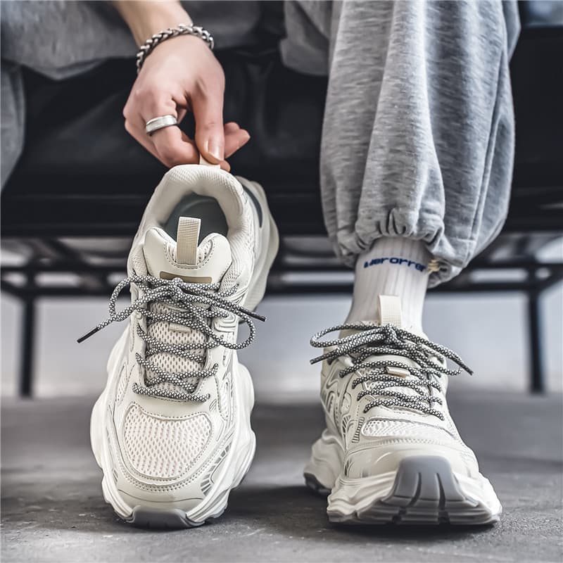 Demi-season casual universal sneakers platform, retro Hong Kong 80s–90s style, for teenagers, height increasing