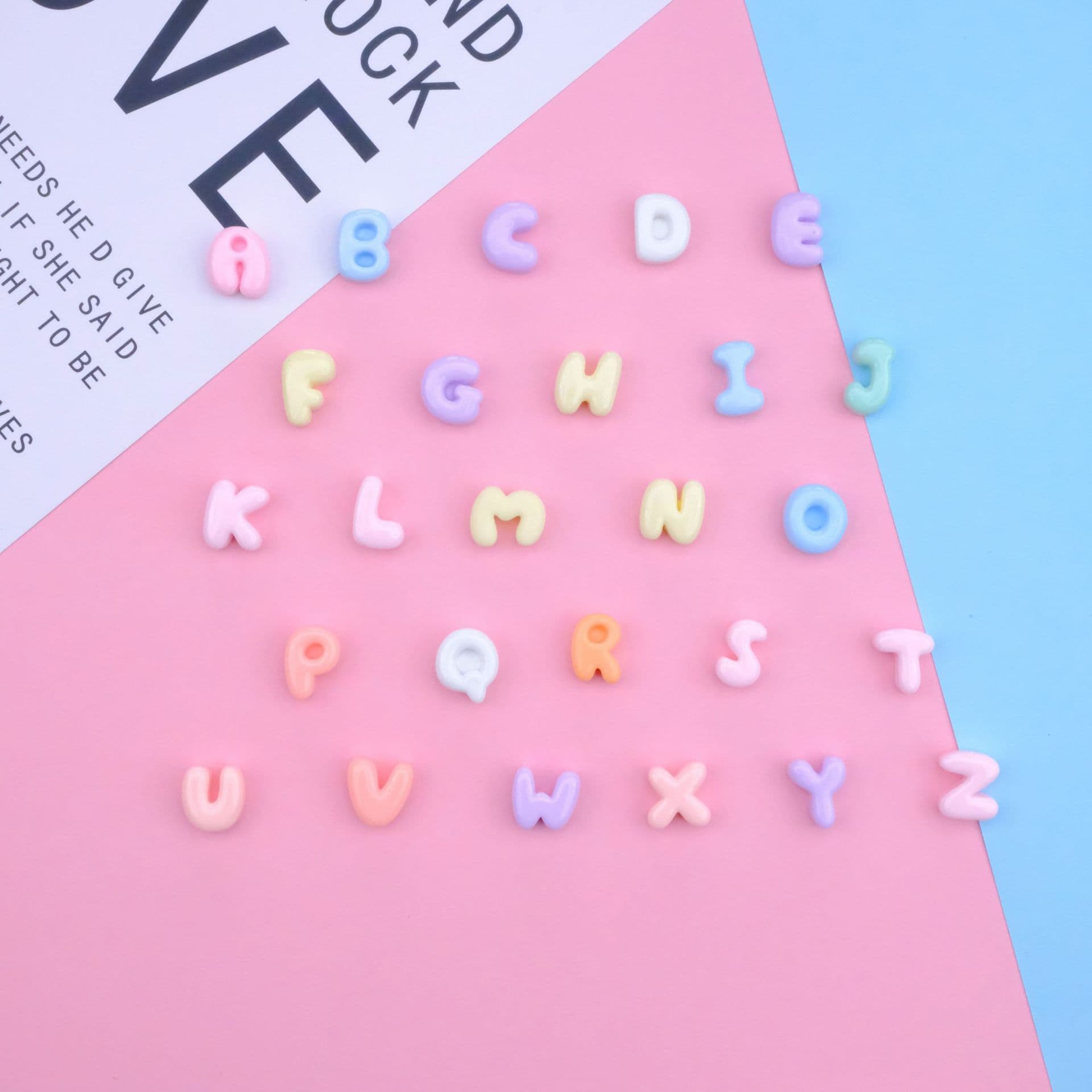 Small accessories with letters, cream hair accessory, 26 pieces, English letters, DIY 2