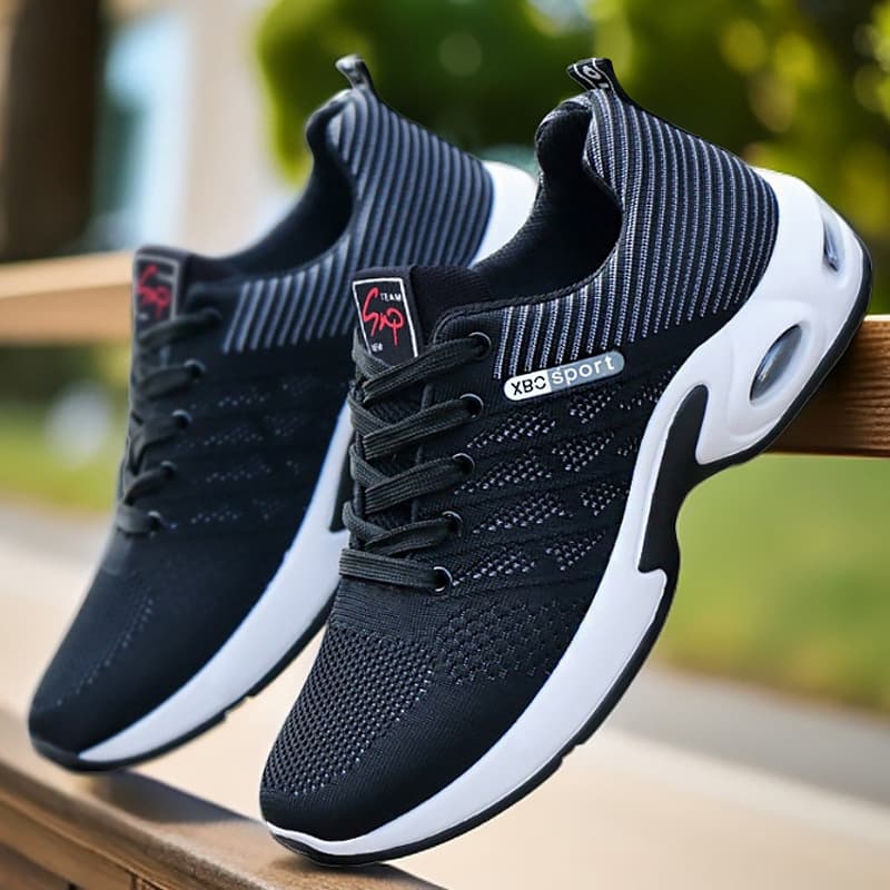 (Cross-border trading), summer breathable running sneakers with shoelaces, plus size, made with flyknit technology 4