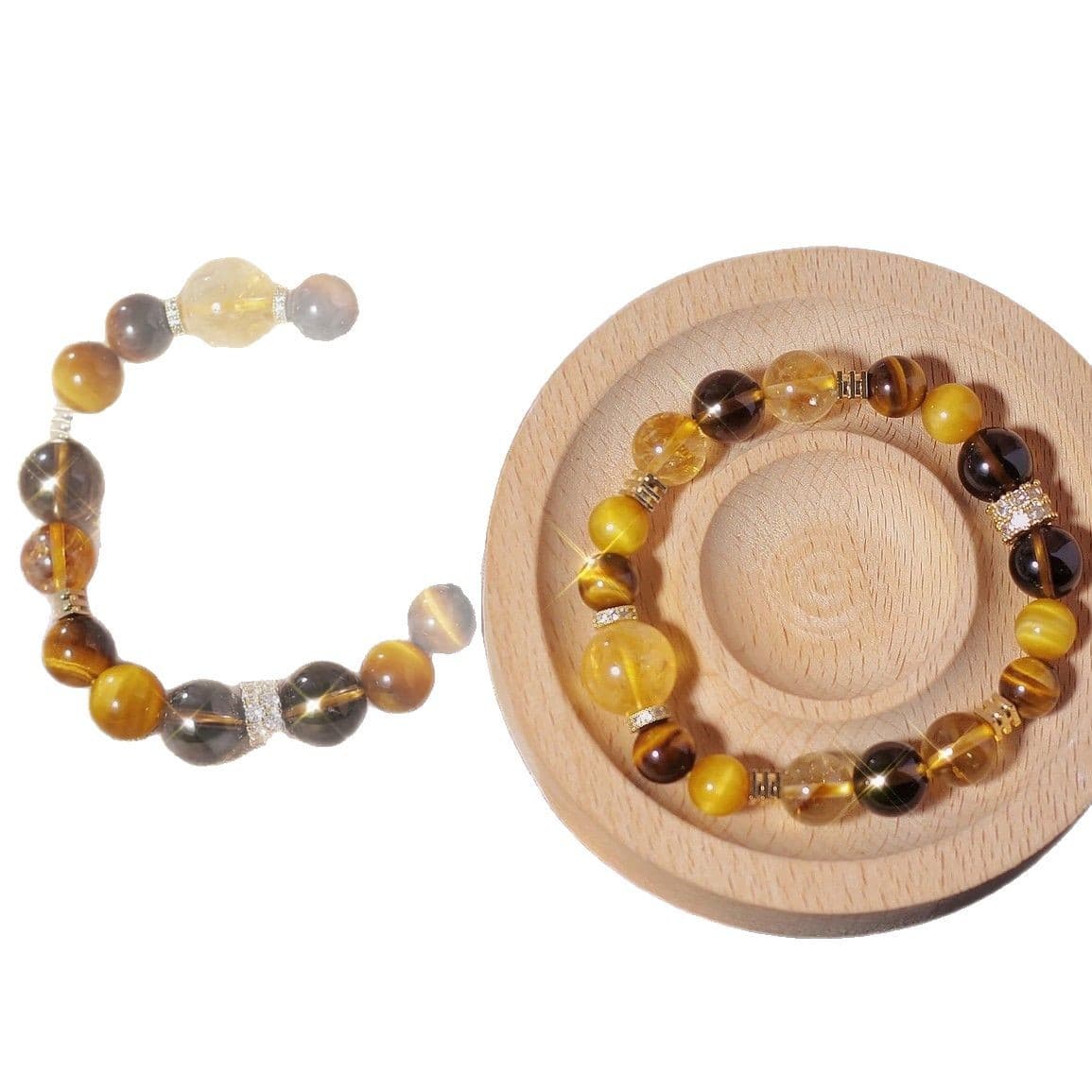 Jinba’s hot money style yellow tiger eye golden tiger eye imitation yellow tower crystal tea crystal design crystal bracelet beaded light luxury hand 5