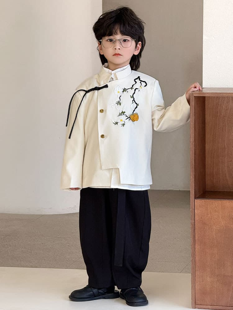 Flower boy costume, spring classic suit, children's wedding dress, Hanfu, trend of season, with embroidery 2